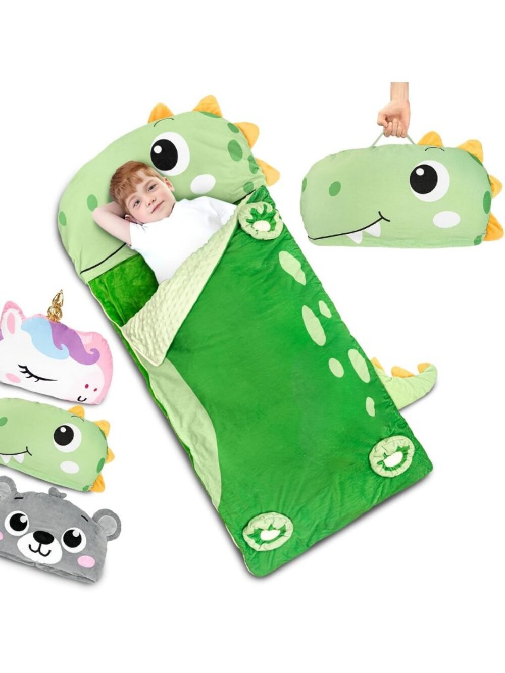 Cozy 3-in-1 Plush Animal Kids Sleeping Bag & Toddler Nap Mat - Perfect for